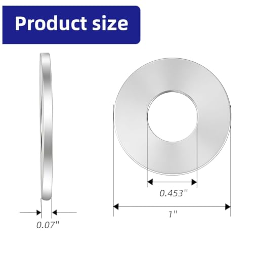 50-Piece 3/8" x 1" 304 Stainless Steel Flat Washers, Screws Washers and Repair Washers for Industrial, Automotive and Home Use - color: Silver, size: 3/8" x 1"