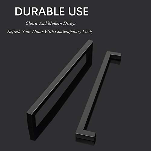 KNOBWELL 6 Pack 10" Cabinet Pulls Black, Stainless Steel Kitchen Cupboard Handles Dresser Drawer Pulls, Hole Spacing 10 Inch, Overall Length 10-1/2 Inch - color: Matte Black, size: Hole Center:10 inch(256mm)