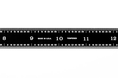 PEC Tools 18" Flexible Metal Ruler, Stainless Steel with Black Chrome Finish, High Contrast, 16R Graduation (1/32", 1/64", 1/50", 1/100"), Easy to Read Machinist Rule for Professionals, Made in USA - color: Black Chrome-Flexible, size: 18"