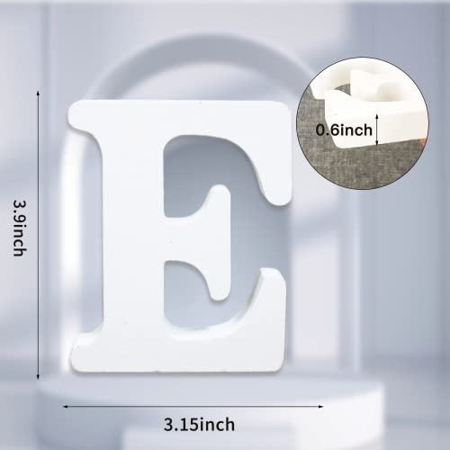 AOCEAN 4 Inch White Wood Letters Unfinished Wood Letter for Wall Decor Decorative Standing Letters Slices Sign Board Decoration for Craft Home Party Projects (E) - style: E