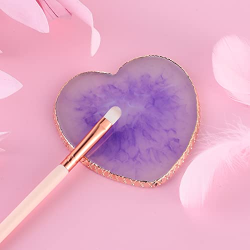 Sibba Resin Nail Art Palette Nail Mixing Palette Polish Color Mixing Plate Golden Edge Nail Holder Display Board Heart Shape Cosmetic Mixing Tools (Purple) - color: Purple