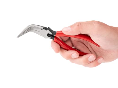 TEKTON 6 Inch 70-Degree Bent Serrated Jaw Long Nose Pliers | PGF10406 - color: Serrated Jaw, size: 6 Inch 70-Degree Bent