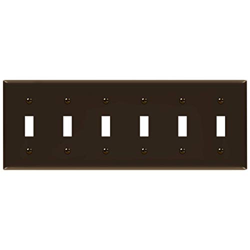 ENERLITES Six Gang Light Switch Wall Plate, Toggle Switch Plate, Gloss Finish, 6-Gang Mid-Size 4.88" x 12.22", Unbreakable Polycarbonate Thermoplastic, 8816M-BR, Brown - color: Brown, size: Mid-Size