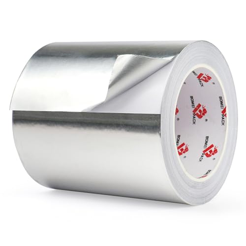 BOMEI PACK Aluminum Foil Tape,Heavy Duty Metal Foil Tape,High Temperature Silver Duct Tape,Perfect for Sealing & Patching,HVAC,Air Ducts,Insulation and Metal Repair (5 Inch) - size: 5 Inch x 30 Yards