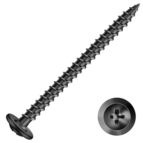 #8 x 2 Inch Wood Screw 500Pcs Alloy Steel Standard Thread Truss Head Fast Self Tapping Black Oxide by SG TZH - color: Black - Alloy Steel, size: #8 x 2"