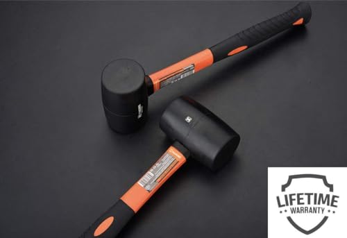 Edward Tools Rubber Mallet Hammer 16 oz - Durable Eco-friendly Rubber Hammer Head for Camping, Flooring, Tent Stakes, Woodworking, Soft Blow Tasks without Damage - Ergonomic Grip Handle (2)