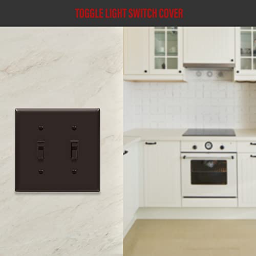 ENERLITES Double Toggle Light Switch Cover Plate, 2-Gang, 1 Pack, Brown - color: Brown, size: Screw