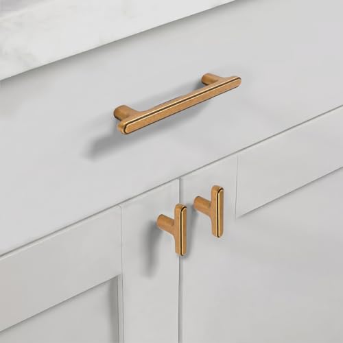 Asidrama 10 Pack 3 Inch(76mm) Antique Brass Kitchen Cabinet Handles, Cabinet Pulls Kitchen Cabinet Hardware for Cupboard Drawer Pulls - color: Antique Brass, size: 3" Hole Center, style: 10 Pack