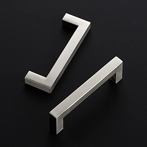 Ravinte Brushed Nickel Square Cabinet Handles & Pulls 4 Inch 10 Pack - size: 4-1/2 in (4 in Hole Center)