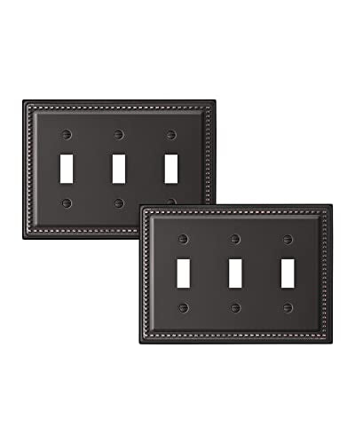 DEWENWILS Aged Bronze Light Switch Cover, Tripple Toggle Switch Wall Plates - color: Aged Bronze, size: 3 Toggle 2PK