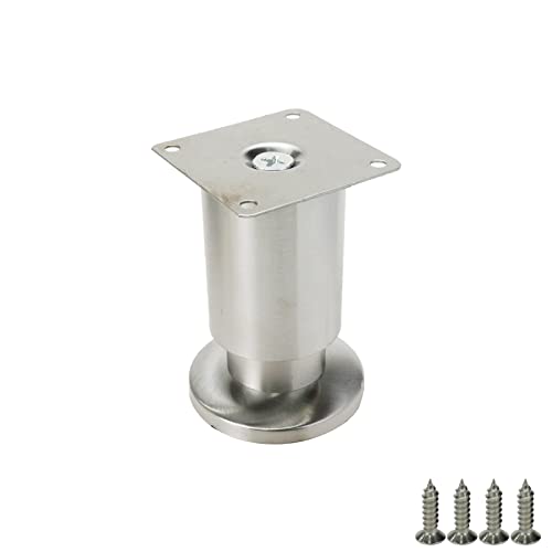 Bitray 4-inch Furniture Legs Matte Silver Stainless Steel Sofa Legs - 4pcs