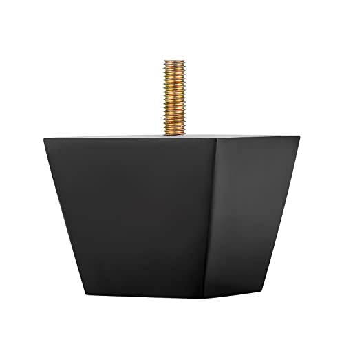 Michanco Furniture Legs 2 inch Black Square Sofa Couch Feet Wood Replacement Leg Set of 4 for Ottoman Dresser Cabinet - size: 2 Inch Black