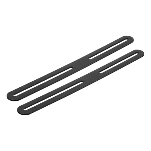 uxcell 2Pcs Adjustable Flat Mending Plate Support with Slot, 11.02 x 0.94 Inch Stainless Steel Slotted Straight Brace Brackets for Wooden Furniture, Black
