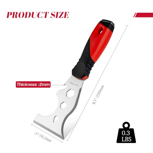 Mister Rui Metal Putty Knife, 2 Pack Paint Scraper, 13 in 1 Paint Scraper - color: Red, 2 Pack