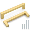 Probrico 10 Pack Gold Cabinet Pulls Square Kitchen Cabinet Hardware 5 Inch(128mm) Hole Center Modern Drawer Handles Stainless Steel Golden Drawer Pulls for Cupboard - color: Gold, size: hole center 5"