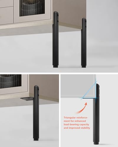 4 Pack Adjustable Cabinet Legs Stand Black 7.2-9.6 Inch Furniture Support Feet Dresser Legs Replacement Extensions End Table Feet Riser Cylinder - color: Black, size: 7.2-9.6 inch(4pcs)