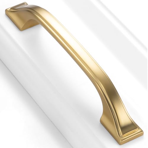 Brushed Gold Cabinet Pulls 3-3/4 Inch Drawer Pulls 10 Pack 8222 - color: Brushed Gold, size: 3-3/4 Inches, style: 10 Pack Arch Pull