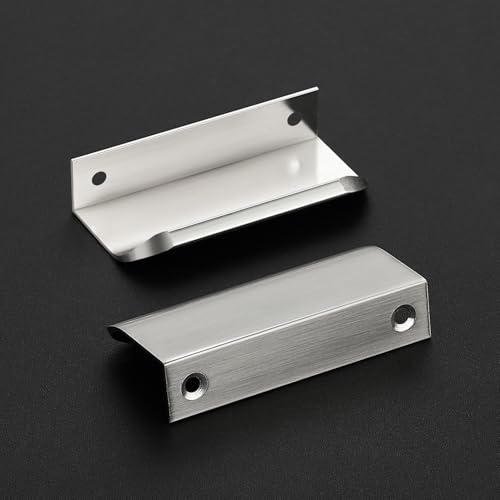 Brushed Nickel Cabinet Handles Finger Edge Pulls 3.15 Inch CC 10 Pack - color: Silver, size: 80mm/3.15" Overall Length