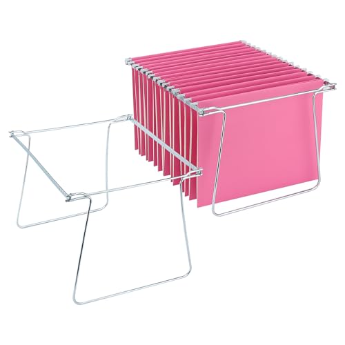 VZCPYTPM 2 Packs Hanging File Folder Frame,Heavy Duty Steel Hanging File Organizer,File Cabinet Rails,Adjustable 11 to 17.4 Inches,Mountable - style: 2Pack