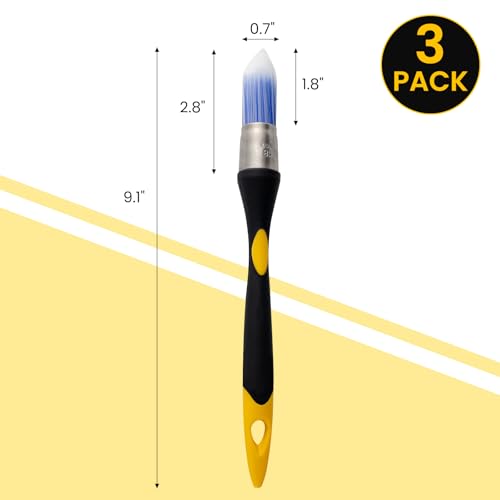 Trim Paint Brush, 0.7 Inch, 3 Pack, Small Round Paint Brushes - size: 0.7 Inch Round, 3 Pack