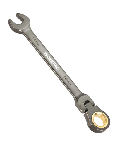 WORKPRO 14 mm Flex-Head Ratcheting Combination Wrench, Nickel Plating - size: 14 mm, style: Nickel Plating