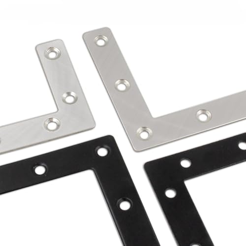 20Pcs Flat L Corner Braces Bracket, 80 mm x 80 mm Right Angle Brackets L Shaped Mending Plate Bracket with Screws,Black