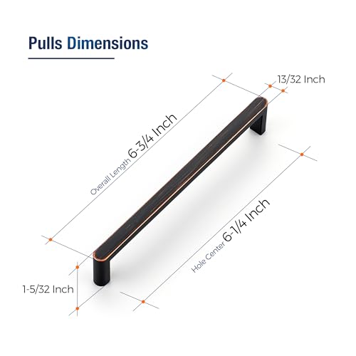 Oil Rubbed Bronze Cabinet Pulls Cabinet Handles, 6-1/4 Inch, 25 Pack - color: Oil Rubbed Bronze, size: 6-1/4 Inch Hole Center