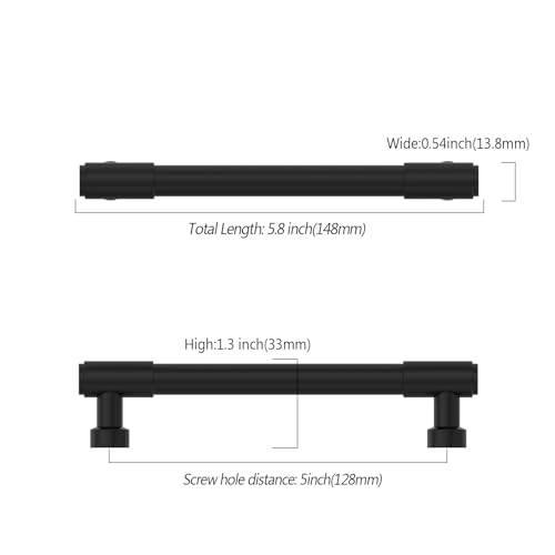 Asidrama Matte Black Kitchen Cabinet Pulls,5 Inch,10 Pack - color: Matte Black, size: 5" Hole Center