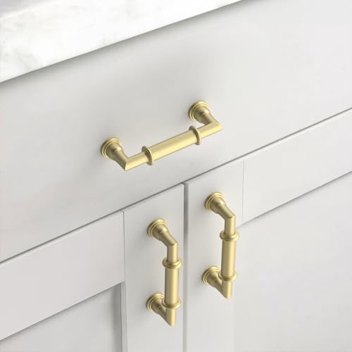 Asidrama 10 Pack 3 Inch(76mm) Brushed Gold Kitchen Cabinet Handles, Cabinet Pulls Kitchen Cabinet Hardware for Cupboard Drawer Pulls 2281 - color: Brushed Gold, size: 3" Hole Center