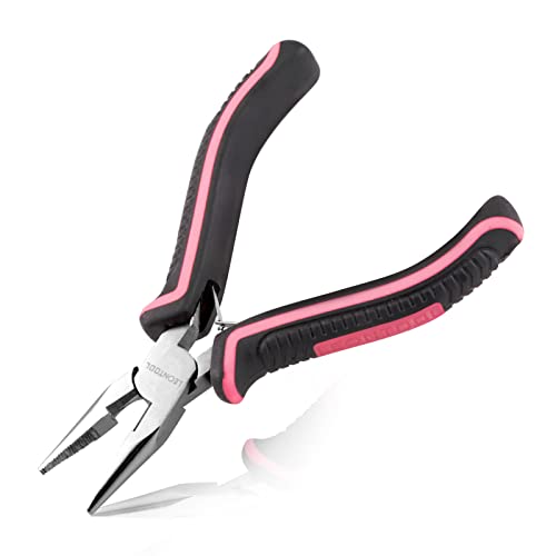 Long Nose Pliers with Serrated Jaw Small Pliers for Jewelry Making 5 Inches for Electronics, Jewelry Making, Wire Cutters for Crafts Working in Tight Areas, Pink Tool for Women - style: Long Nose Pliers