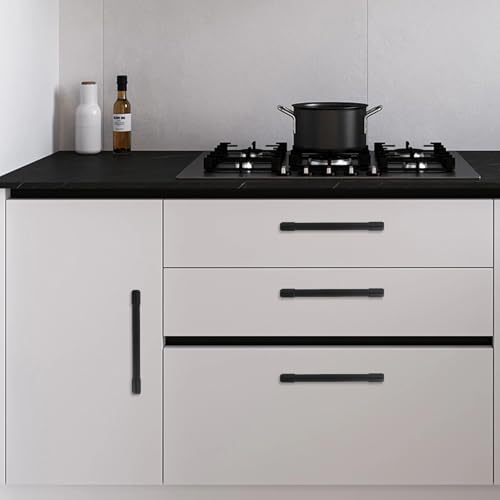 10 Pack 5 Inch(128mm) Kitchen Cabinet Handles Matte Black Cabinet Pulls Alloy Drawer Pulls Solid Cabinet Hardware - color: Matte Black, size: 5'' Hole Center(128mm)