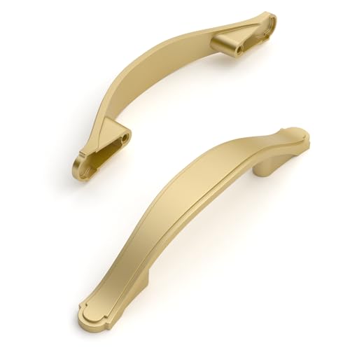 Amerdeco 10 Pack Brushed Gold Cabinet Pulls 3 Inch(76mm) Hole Center Drawer Pulls Cabinet Hardware Kitchen Cabinet Handles for Bathroom Dresser Pulls ZH0068 - color: Brushed Gold, size: 3"/76MM Hole Center