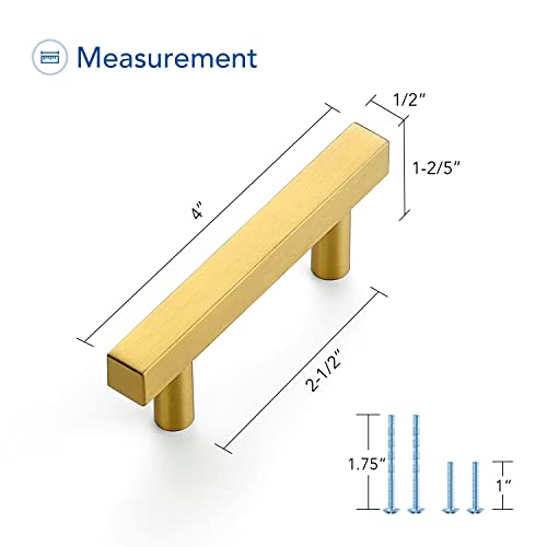 Ravinte Gold Cabinet Handles 2-1/2 Inch 10 Pack, Square Cabinet Pulls - size: 2-1/2 Inch Hole Centers
