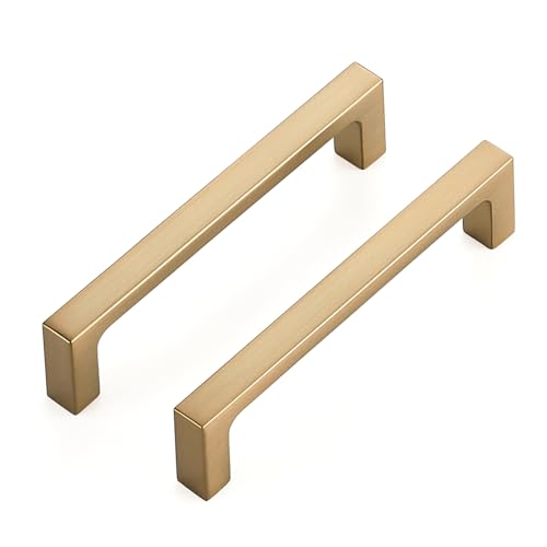 Ravinte Champagne Bronze Kitchen Square Cabinet Handles 4 Inch 10 Pack - size: 4 Inch Hole