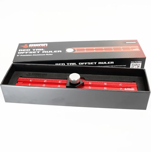 RED Tail Offset Ruler, Woodworking Straight Edge, 8”