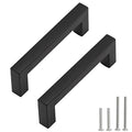 Cabinet Pulls Matte Black Cabinet Handles Square Drawer Pulls, 5 Pack 3-3/4 Inch Stainless Steel Kitchen Door Cupboard Cabinet Handles, Drawer Hardware Handles, 96mm Hole Centers - size: 3-3/4 inch Hole Centers(96mm)