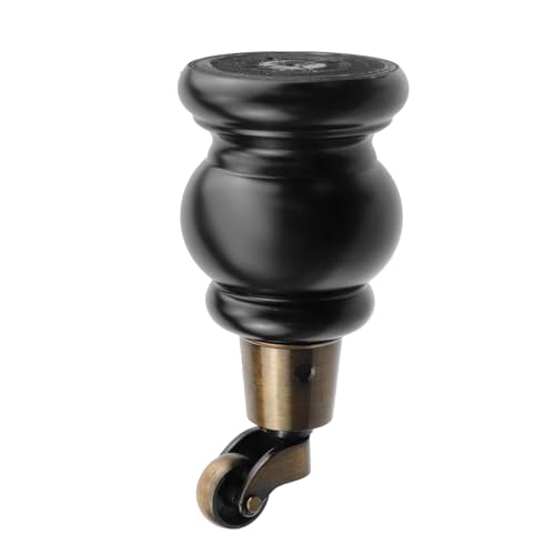 4pcs 6" Height Wooden Furniture Legs with Casters, Black - color: Black, size: Height: 6"