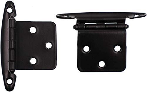 DecoBasics Free Swinging (Non Self-Closing) Overlay Cabinet Hinges Black – 50 Pack (25 Pairs) for Kitchen Cabinet Doors – Matte Black w/Matching Screws & Quiet Bumpers - color: Matte Black