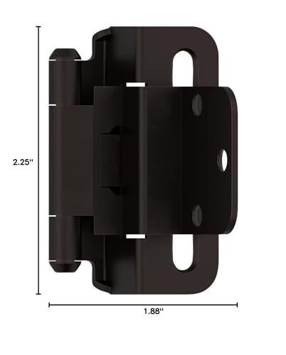 Amerock 1 Pair 3/8" Inset Oil-Rubbed Bronze Self-Closing Wrap Hinge - color: Oil Rubbed Bronze, size: 3/8 Inch (10 mm) Inset