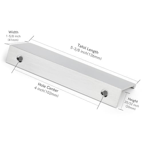 Rergy 10 Pack 4" Cabinet Pulls Brushed Nickel Finger Pulls for Cabinets - color: Brushed Nickel, size: Hole Center: 4in(102mm)