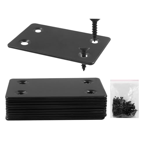 BokWin 12Pcs Flat Straight Mending Plates, 2.4"x1.5" - size: 2.4" x 1.5" (Black)