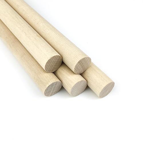 Kang&Chang 3/4 x 16 Inch Birch Dowel Rods, Round Hardwood Sticks, 5 Pack - size: 3/4“ x 16” - 5 PCS