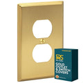 Rio Salto BRASS Outlet Covers Duplex Receptacle Wall Plate Electrical Outlet Cover Brushed Gold Metal Outlet Covers Decorative Wall Plate — Deco Collection 4.50" X 2.75" - color: Duplex 1-Gang (1-Pack)