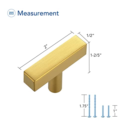 Ravinte Gold Cabinet Handles 2 Inch 10 Pack, Square Cabinet Pulls - size: 2 Inch Total Length