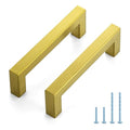 JOY DECOR Gold Cabinet Handles Square Cabinet Pulls, 4 Inch CC, 10 Pack - size: 4 Inch Hole Center