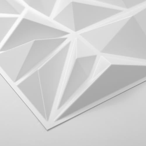 Art3d 50-Pack Modern Diamond Textured 3D Wall Panels, 12 x 12 in, White - color: White, size: 12x12 Inch 50 pcs