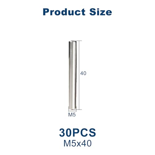 50Pcs M5 x 40mm (Approx 3/16" x 1-9/16") 304 Stainless Steel Dowel Pins - size: M5 x 40mm
