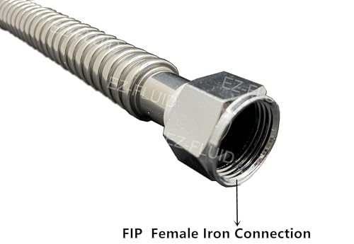 EZ-Fluid 18" x 3/4-Inch FIP x 3/4-Inch FIP Corrugated Flexible Stainless Steel Water Heater Connector Supply Line for Female Iron Water Hose Pipes Fitting,18-Inch (1-Pc) - size: 3/4-Inch FIP x 3/4-Inch FIP, 18-Inch