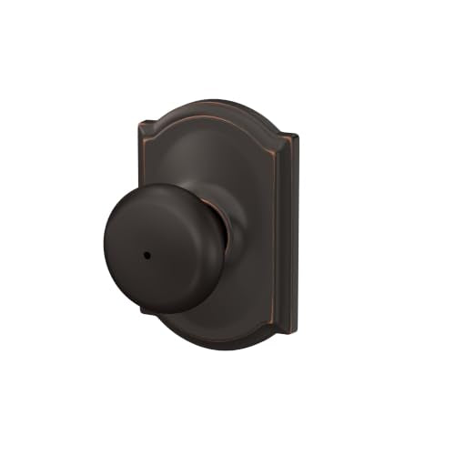 SCHLAGE Plymouth Bed/Bath Privacy Door Handle with Lock, Aged Bronze - color: Aged Bronze, size: Camelot
