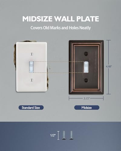 Switch Plates Outlet Covers, 4-Pack Metal Wall Plates, Aged Bronze - color: Aged Bronze, size: 1 Toggle 4PK